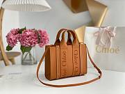 Chloe Small Woody Tote Bag Brown Smooth Leather size 26x20x8 cm - 2