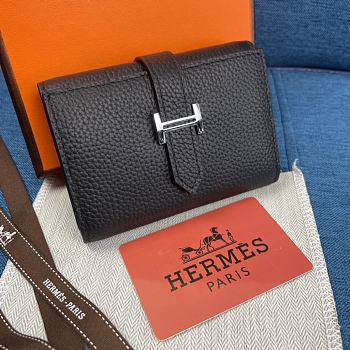 Hermes Bearn Compact Wallet Black 10x12 cm