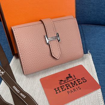 Hermes Bearn Compact Wallet Light Pink 10x12 cm