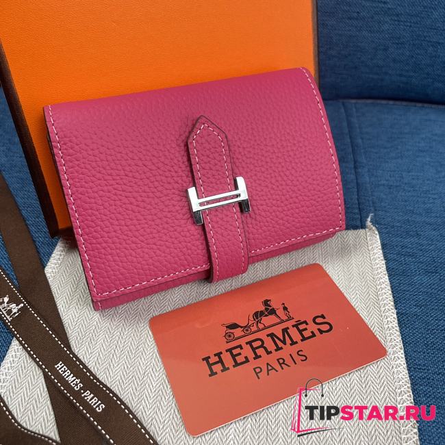 Hermes Bearn Compact Wallet Pink 10x12 cm - 1