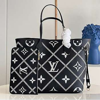 Louis Vuitton Neverfull Handbag Black M46040 Size 31 x 28 x 14 cm