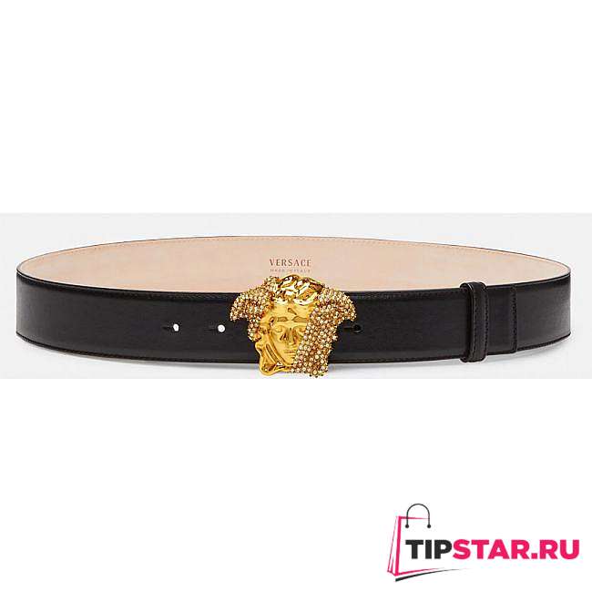 Versace LA MEDUSA CRYSTAL BLACK BELT 4 cm - 1