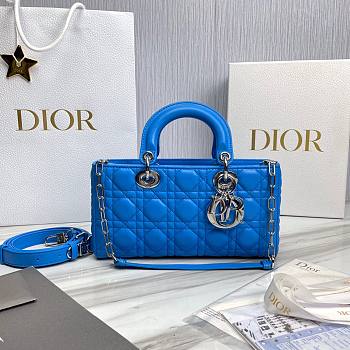 Dior Lady D-Joy Bag Horizon Bright Blue Lambskin M0540 size 26x13.5x5 cm