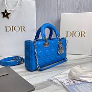 Dior Lady D-Joy Bag Horizon Bright Blue Lambskin M0540 size 26x13.5x5 cm - 5