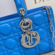 Dior Lady D-Joy Bag Horizon Bright Blue Lambskin M0540 size 26x13.5x5 cm - 4