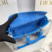 Dior Lady D-Joy Bag Horizon Bright Blue Lambskin M0540 size 26x13.5x5 cm - 3