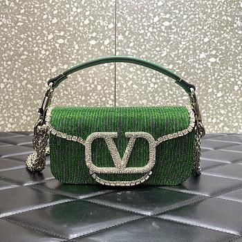 Valentino garavani locò small shoulder green bag 5032 size 19x10x5 cm 