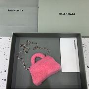 Balenciaga Furry Hourglass Mini Handbag With Chain Pink size 11.5x14x4.5 cm - 6