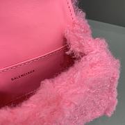 Balenciaga Furry Hourglass Mini Handbag With Chain Pink size 11.5x14x4.5 cm - 2