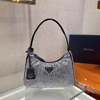 Prada Hobo re-edition with crystals in black 23x13x5cm