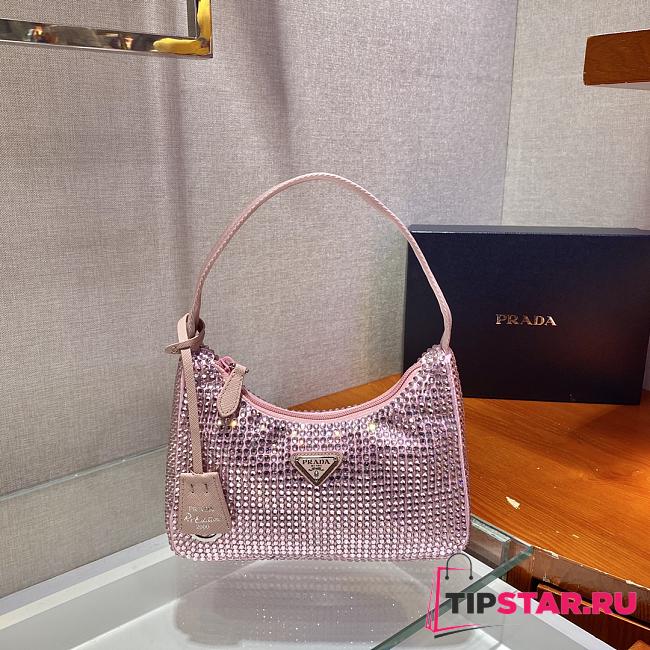 Prada Hobo re-edition with crystals in pink  23x13x5cm - 1