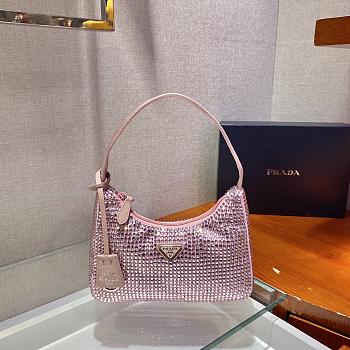 Prada Hobo re-edition with crystals in pink  23x13x5cm
