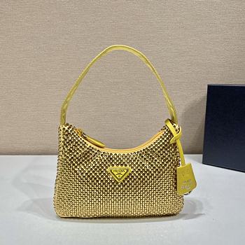 Prada Hobo re-edition with crystals in pineapple yellow 23x13x5cm