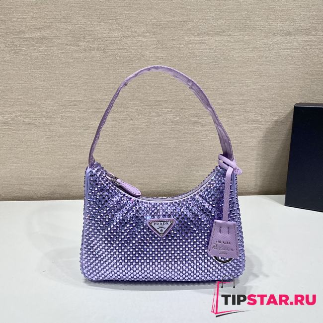 Prada Hobo re-edition with crystals in Purple 23x13x5cm - 1