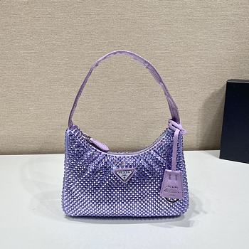 Prada Hobo re-edition with crystals in Purple 23x13x5cm