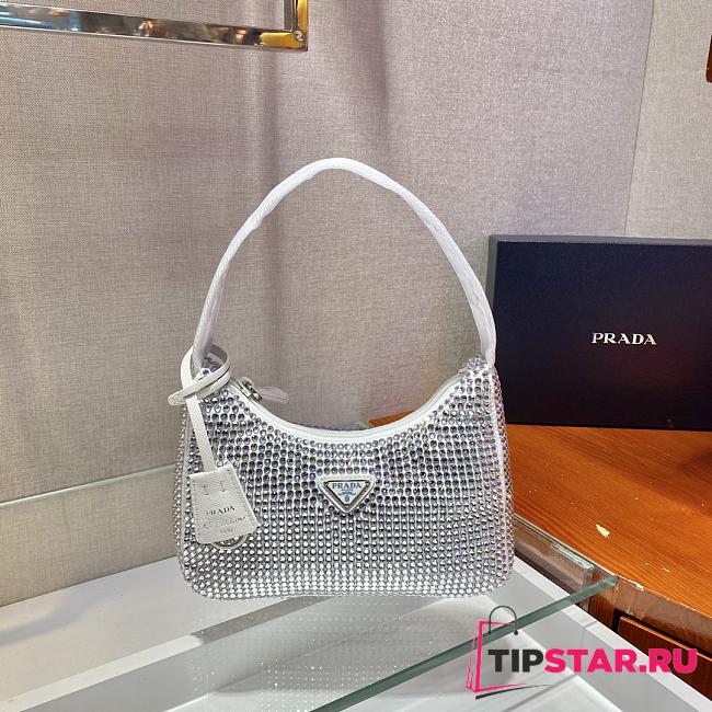 Prada Hobo re-edition with crystals in white 23x13x5cm - 1