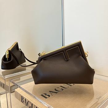 Fendi frist small Chocolate leather bag 8bp129 size 26×18×9.5cm