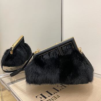Fendi First Small Black Mink Bag 8BP12 Size 26x9.5x18cm