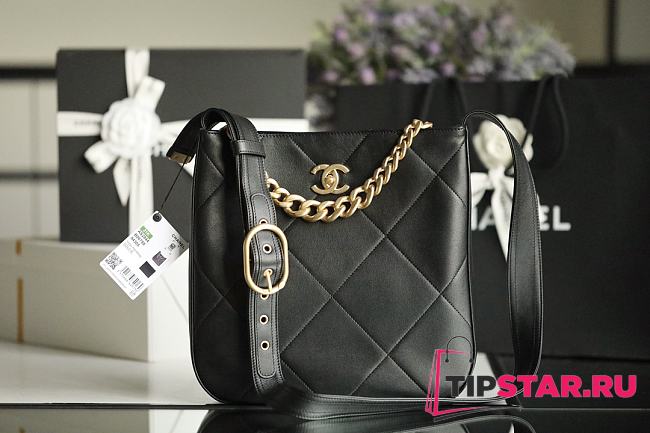 Chanel Calfskin Hobo Bag Black AS2844 29x28x7 cm - 1