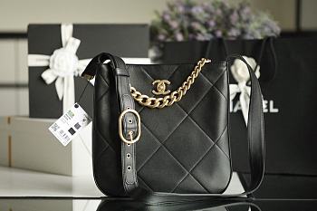 Chanel Calfskin Hobo Bag Black AS2844 29x28x7 cm