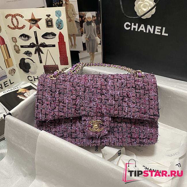 Chanel Woven Wool CF Purple Size 25x16x7 cm - 1