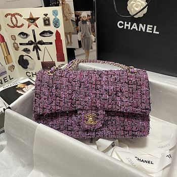Chanel Woven Wool CF Purple Size 25x16x7 cm