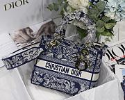 Dior Lady Blue Toile De Jouy Embroidery 234321 Size 24 x 20 x 11 cm - 1