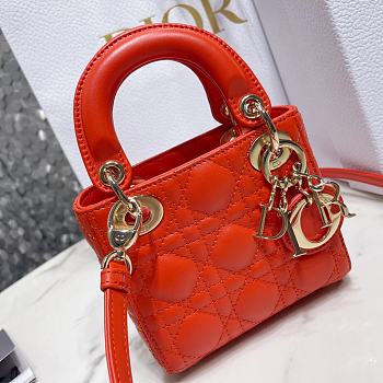 Lady Dior Bag Orange Cannage Lambskin Size 12 x 10 x 5 cm