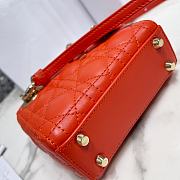 Lady Dior Bag Orange Cannage Lambskin Size 12 x 10 x 5 cm - 3