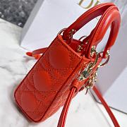 Lady Dior Bag Orange Cannage Lambskin Size 12 x 10 x 5 cm - 5