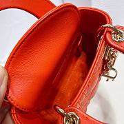 Lady Dior Bag Orange Cannage Lambskin Size 12 x 10 x 5 cm - 6
