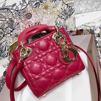 Lady Dior Bag Pink Cannage Lambskin Size 12 x 10 x 5 cm