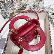 Lady Dior Bag Pink Cannage Lambskin Size 12 x 10 x 5 cm - 3
