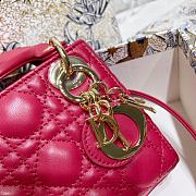 Lady Dior Bag Pink Cannage Lambskin Size 12 x 10 x 5 cm - 2