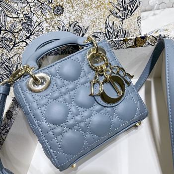 Lady Dior Bag Blue Cannage Lambskin Size 12 x 10 x 5 cm