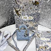 Lady Dior Bag Blue Cannage Lambskin Size 12 x 10 x 5 cm - 5