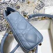 Lady Dior Bag Blue Cannage Lambskin Size 12 x 10 x 5 cm - 3