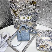 Lady Dior Bag Blue Cannage Lambskin Size 12 x 10 x 5 cm - 2