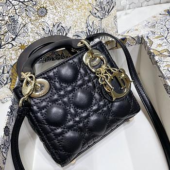 Lady Dior Bag Black Cannage Lambskin Size 12 x 10 x 5 cm