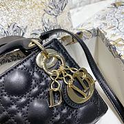 Lady Dior Bag Black Cannage Lambskin Size 12 x 10 x 5 cm - 3