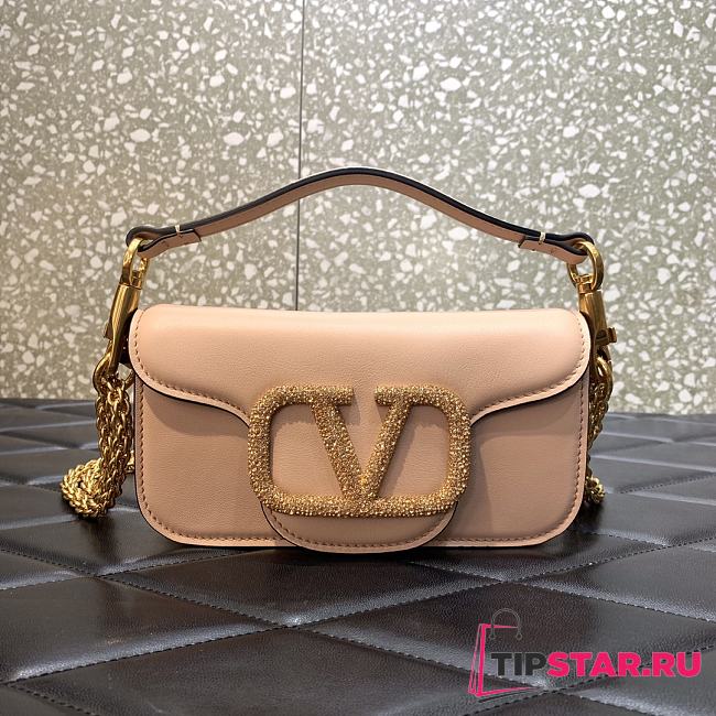 Valentino Loco Calfskin Shoulder Bag Pink 5031 Size 19 cm - 1
