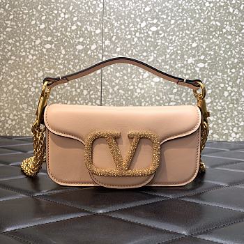 Valentino Loco Calfskin Shoulder Bag Pink 5031 Size 19 cm