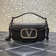 Valentino Loco Calfskin Shoulder Bag Black 5031 Size 19 cm - 1