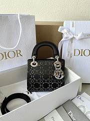  Lady Dior Mini Bag Black Strass Cannage Satin Size 17×15×7cm - 1