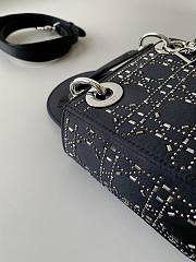  Lady Dior Mini Bag Black Strass Cannage Satin Size 17×15×7cm - 4