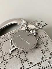  Lady Dior Mini Bag Gray Strass Cannage Satin Size 17×15×7cm - 2