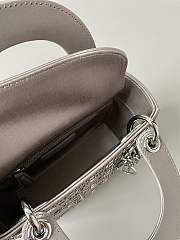  Lady Dior Mini Bag Gray Strass Cannage Satin Size 17×15×7cm - 3