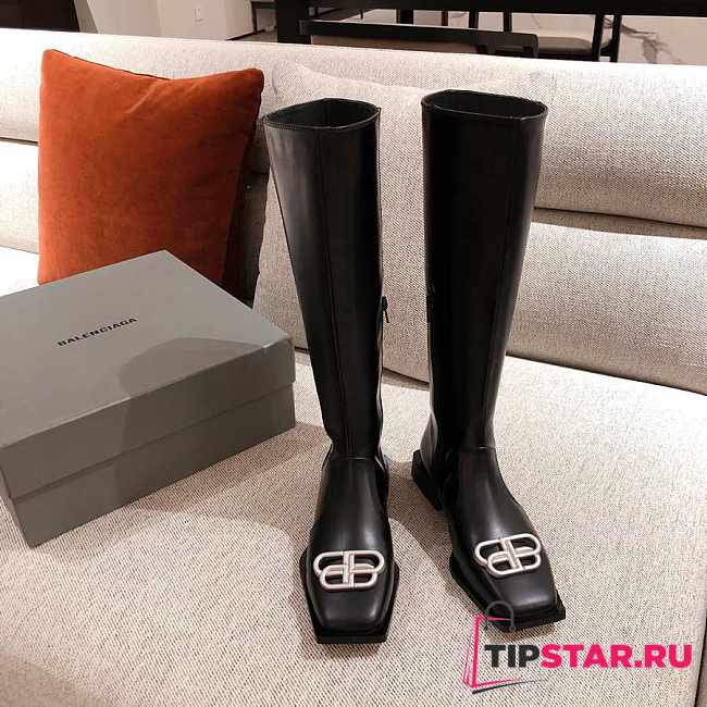 Balenciaga Black Rim BB Zipped Long Boots - 1