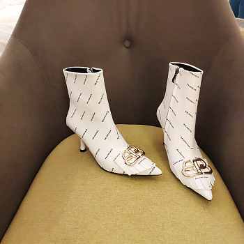 Balenciaga Ankle Leather White Boot