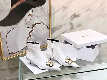 Balenciaga White BB Patent Leather Ankle Boots